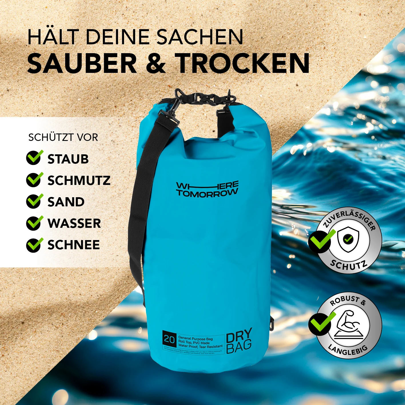 Dry Bag 20L - Style 01 - Himmelblau - Image 4