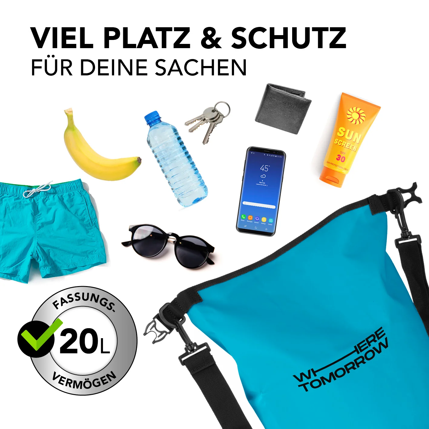 Dry Bag 20L - Style 01 - Himmelblau - Image 5
