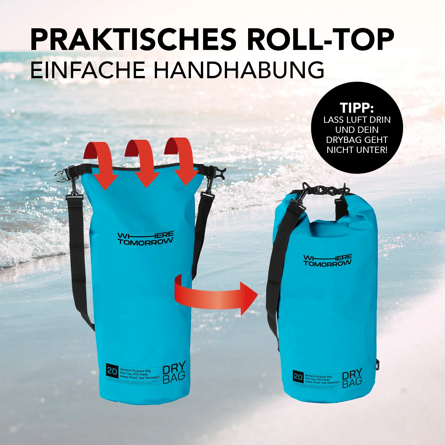 Dry Bag 20L - Style 01 - Himmelblau - Image 6