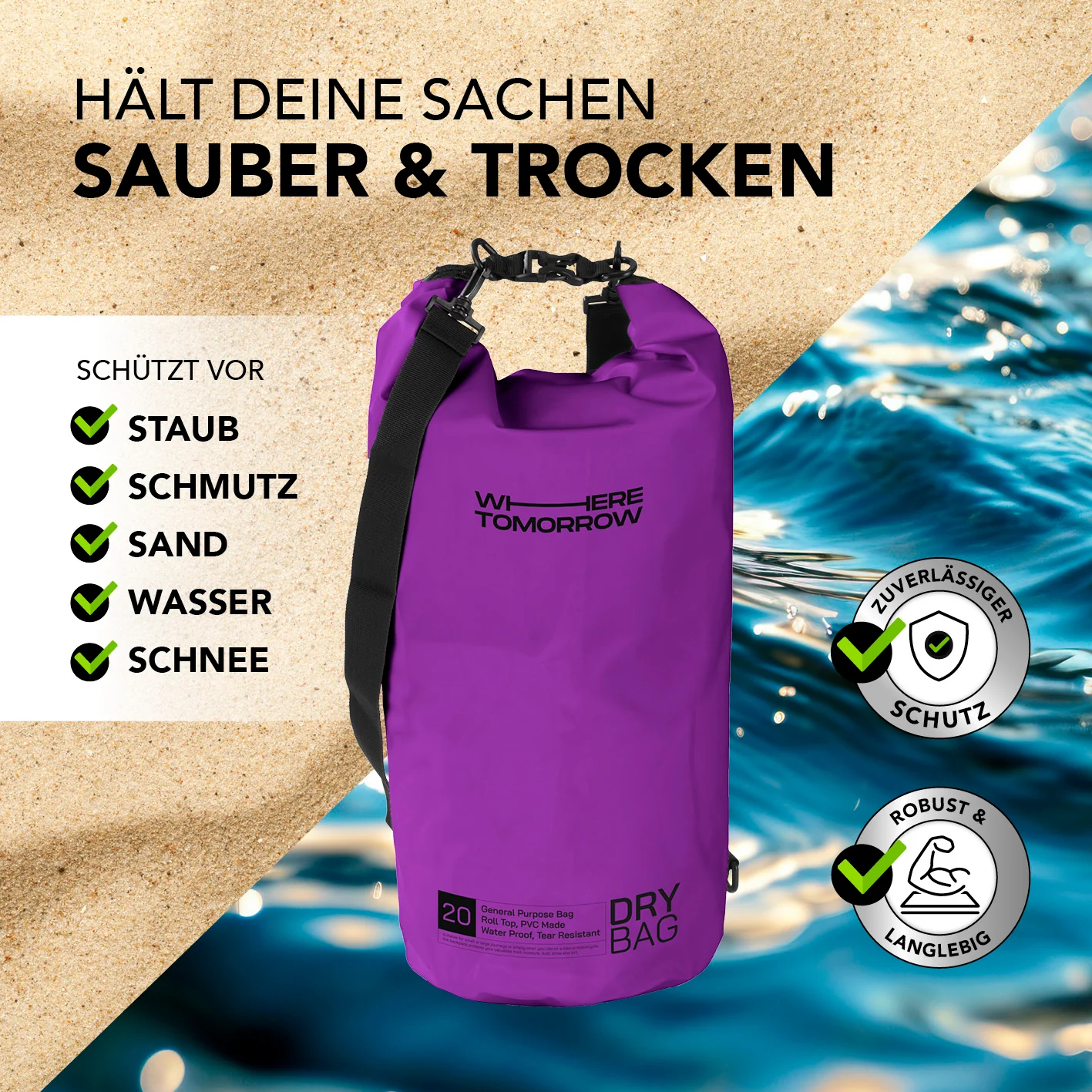 Dry Bag 20L - Style 01 - Lila - Image 4