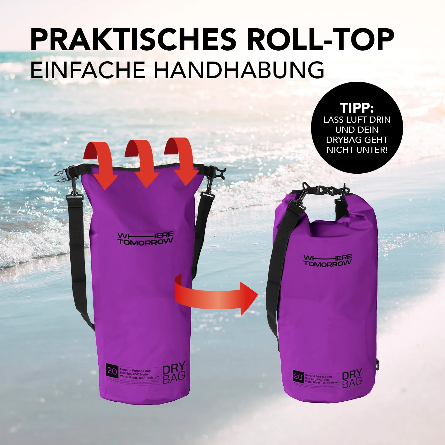Dry Bag 20L - Style 01 - Lila - Image 6