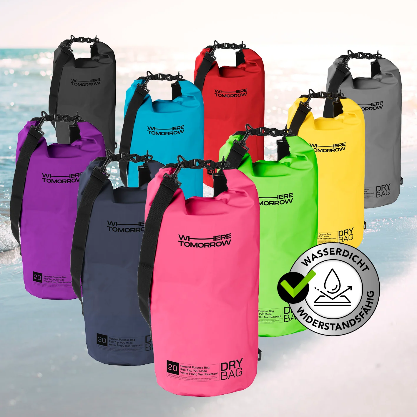 Dry Bag 20L - Style 01 - Pink - Image 10