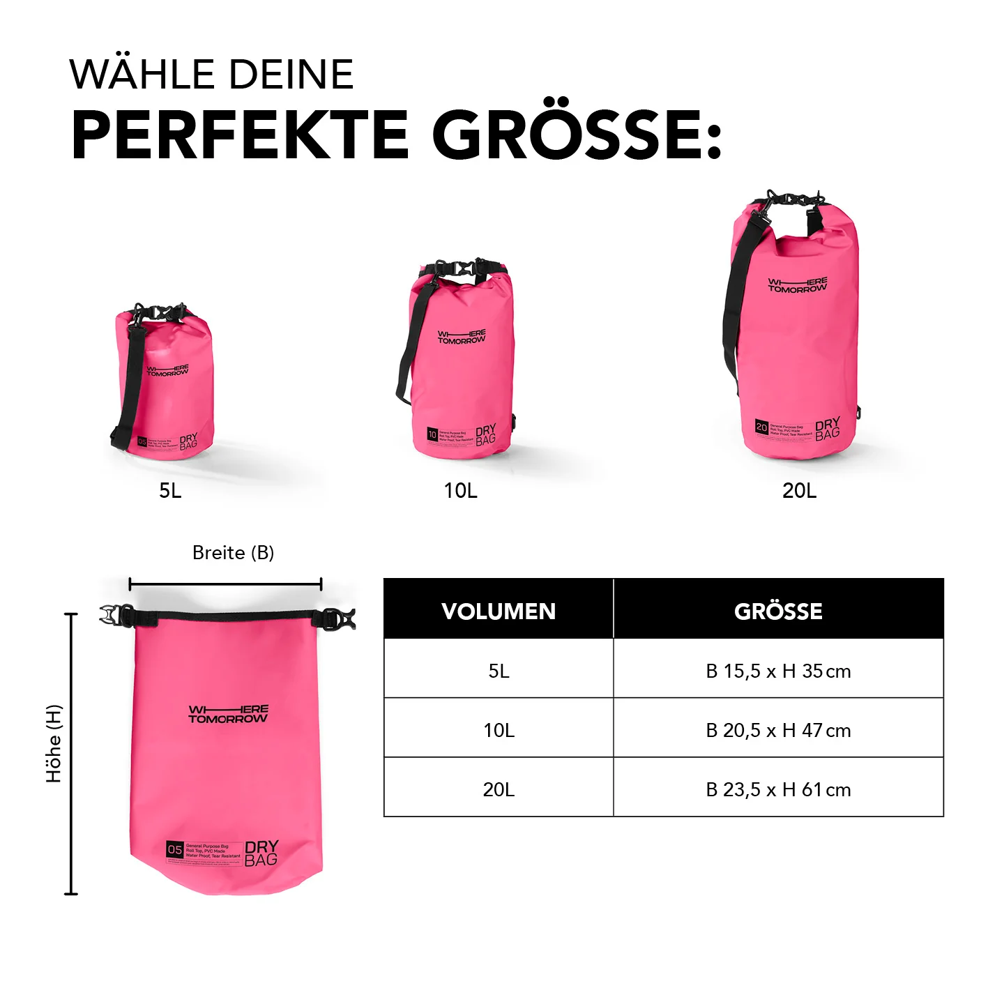 Dry Bag 20L - Style 01 - Pink - Image 9