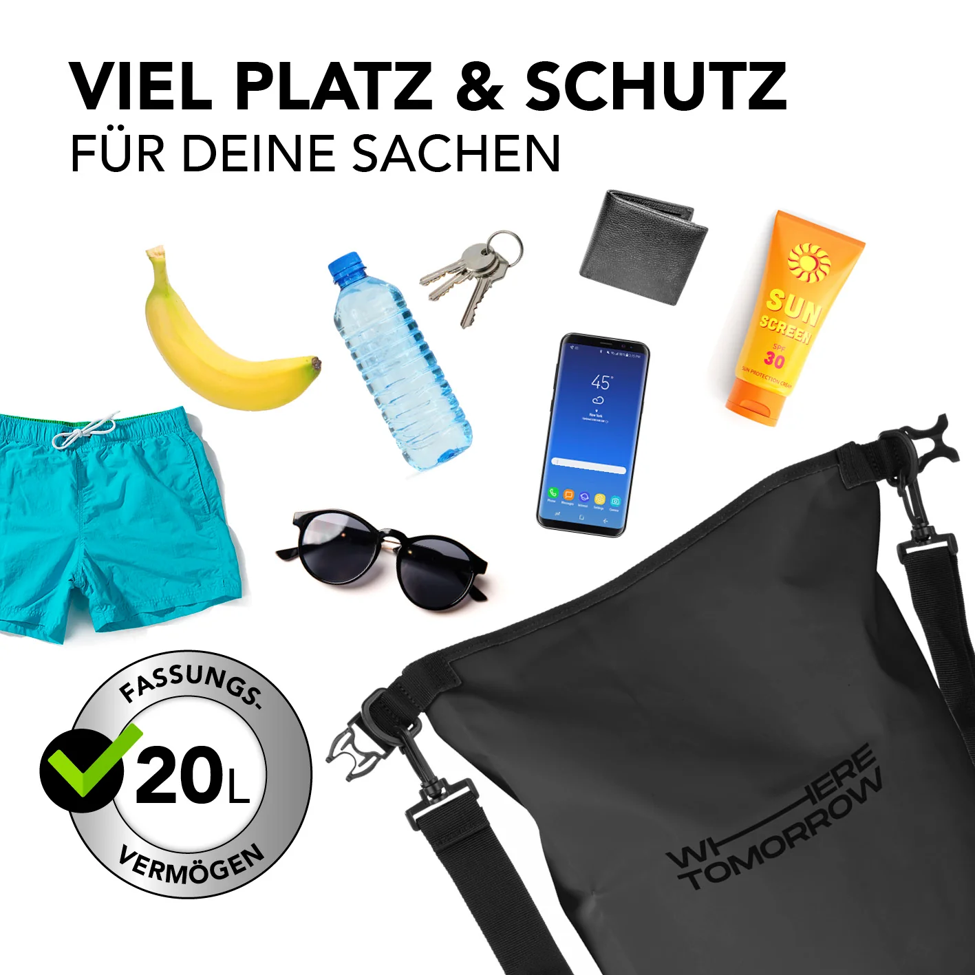 Dry Bag 20L - Style 01 - Schwarz - Image 5