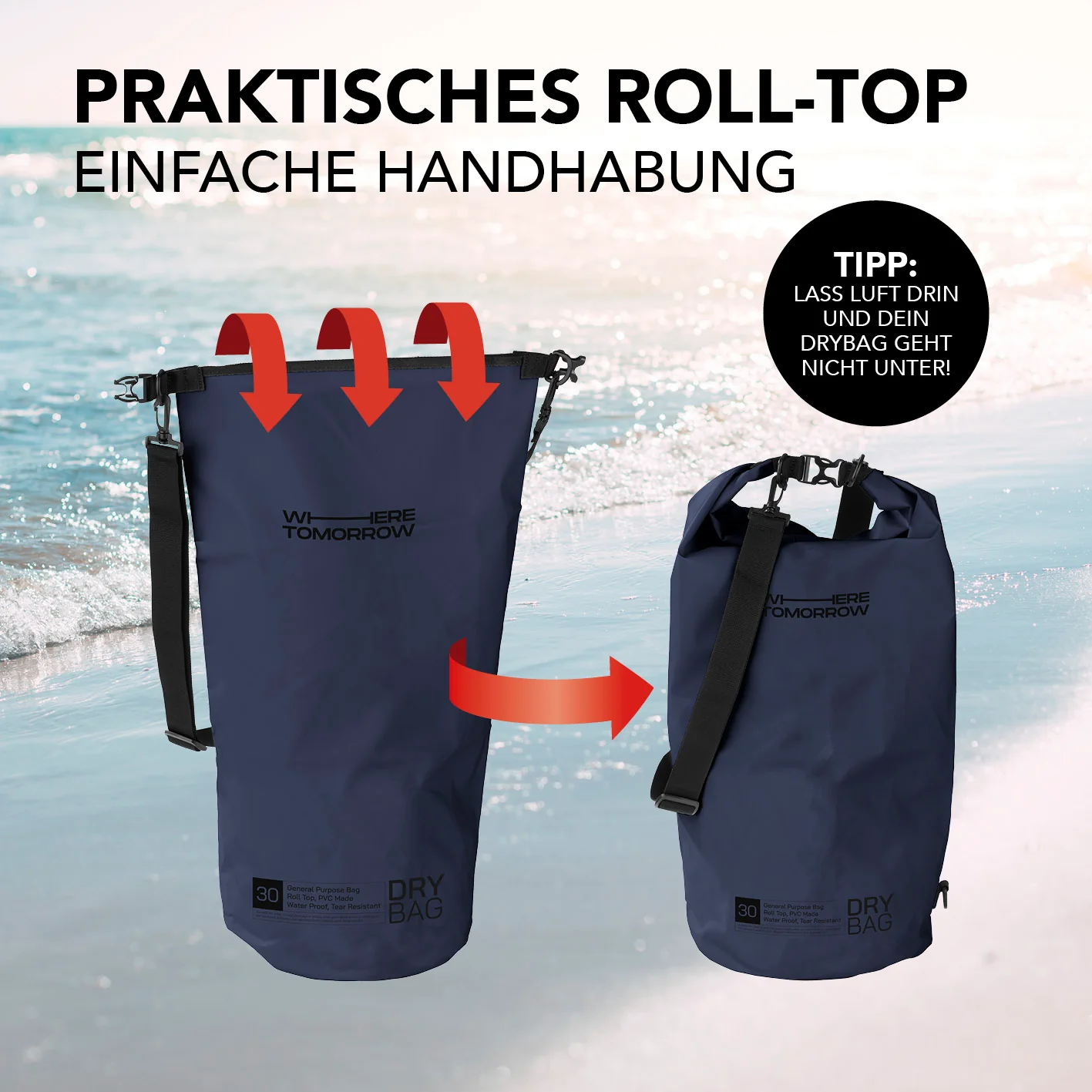Dry Bag 30L - Style 01 - Dunkelblau - Image 6