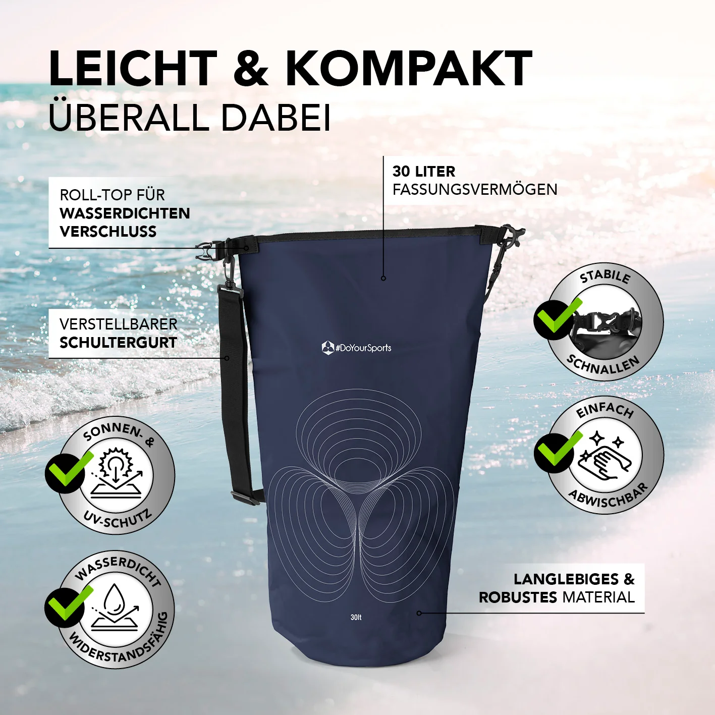 Dry Bag 30L - Dunkelblau - Image 3