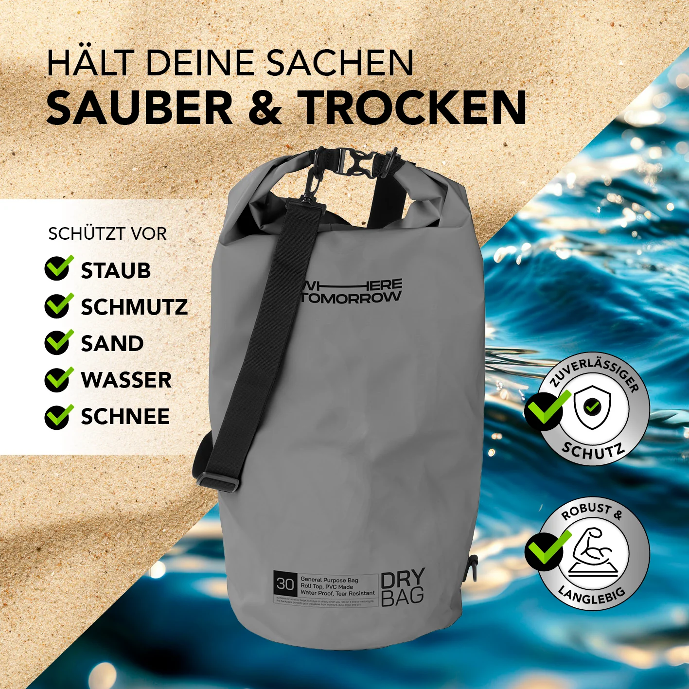 Dry Bag 30L - Style 01 - Grau - Image 4