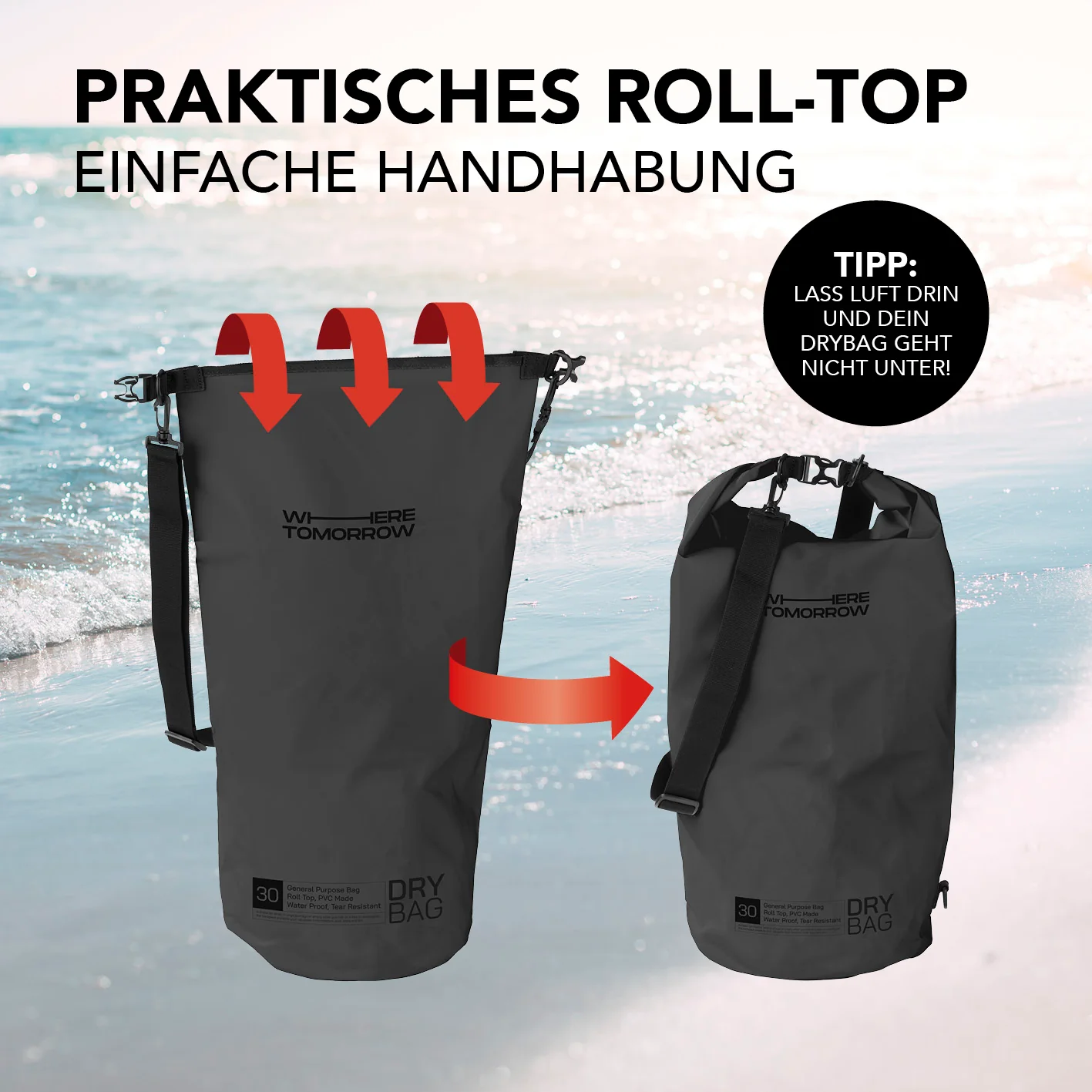 Dry Bag 30L - Style 01 - Schwarz - Image 6