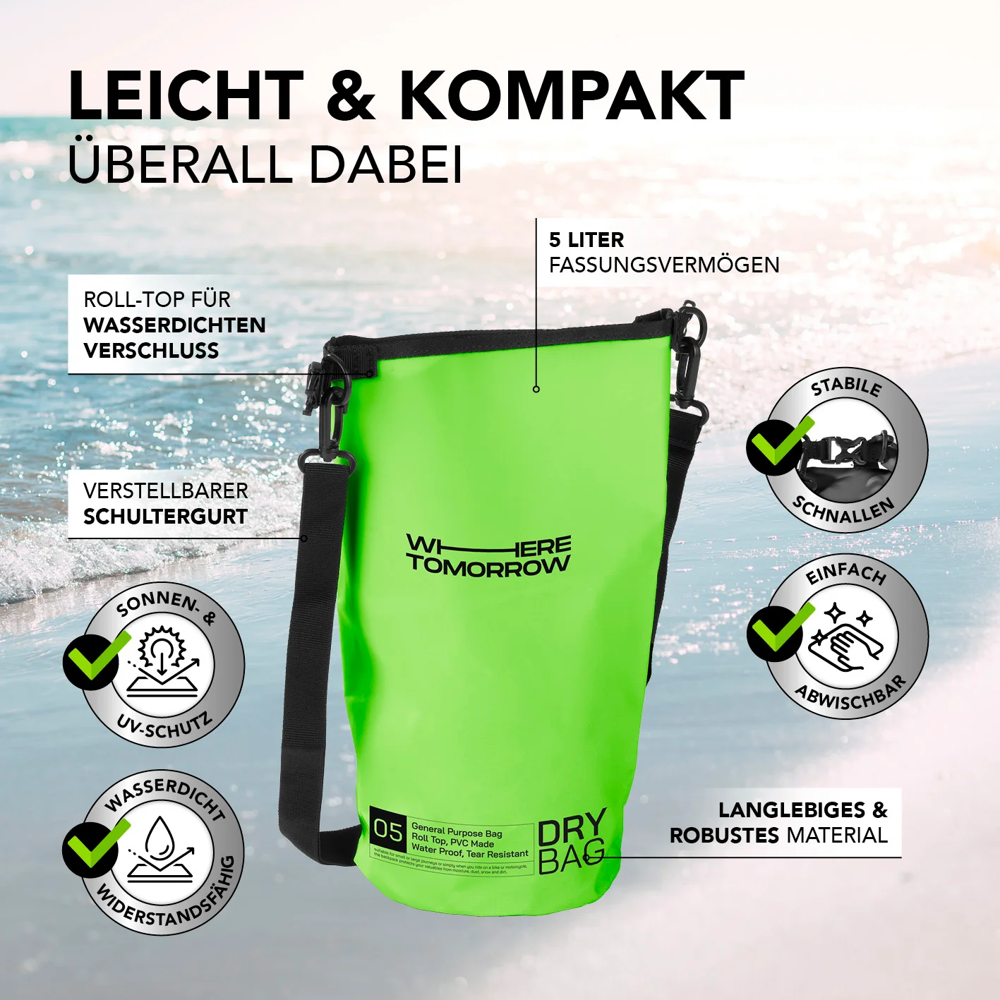 Dry Bag 5L - Style 01 - Grün - Image 3