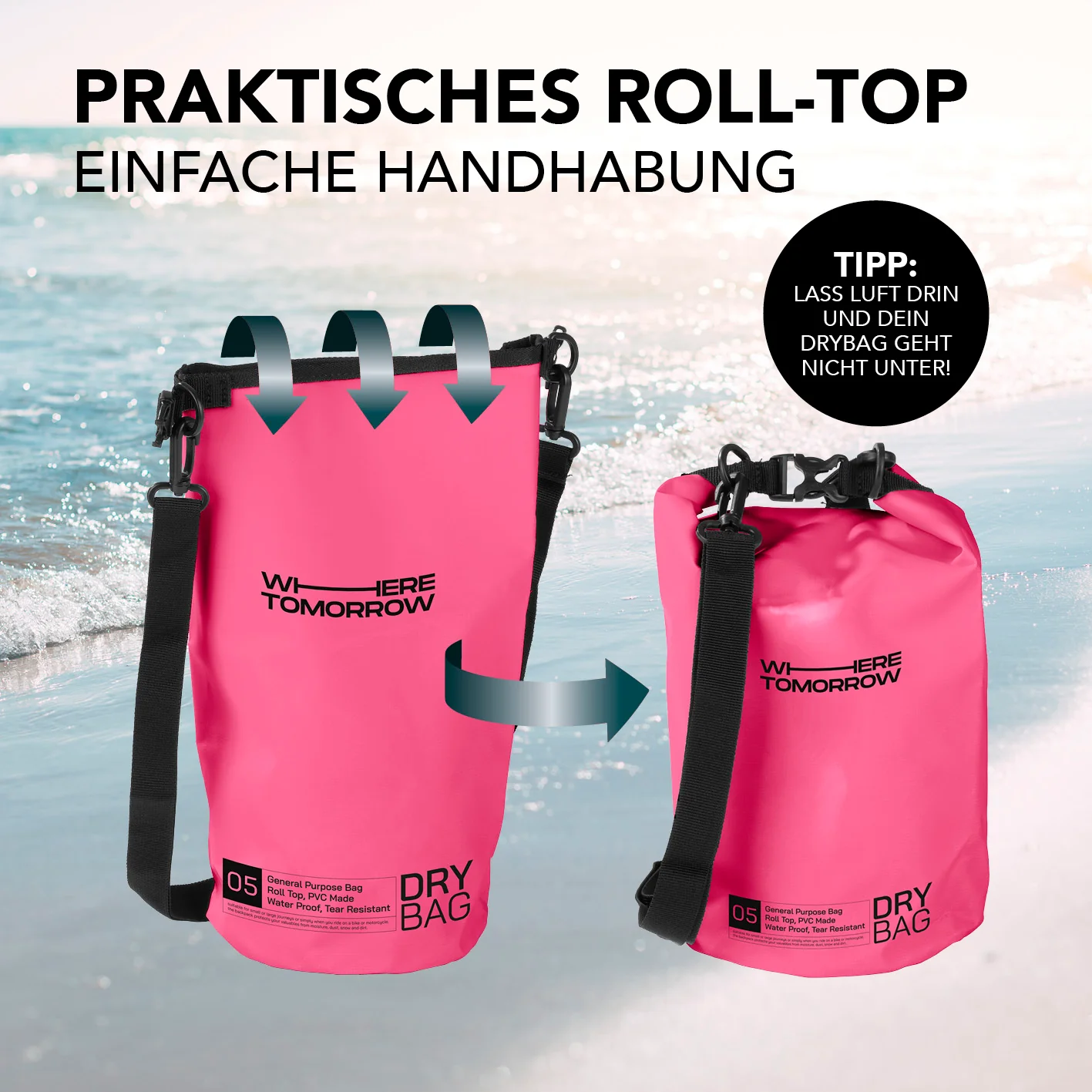 Dry Bag 5L - Style 01 - Pink - Image 6