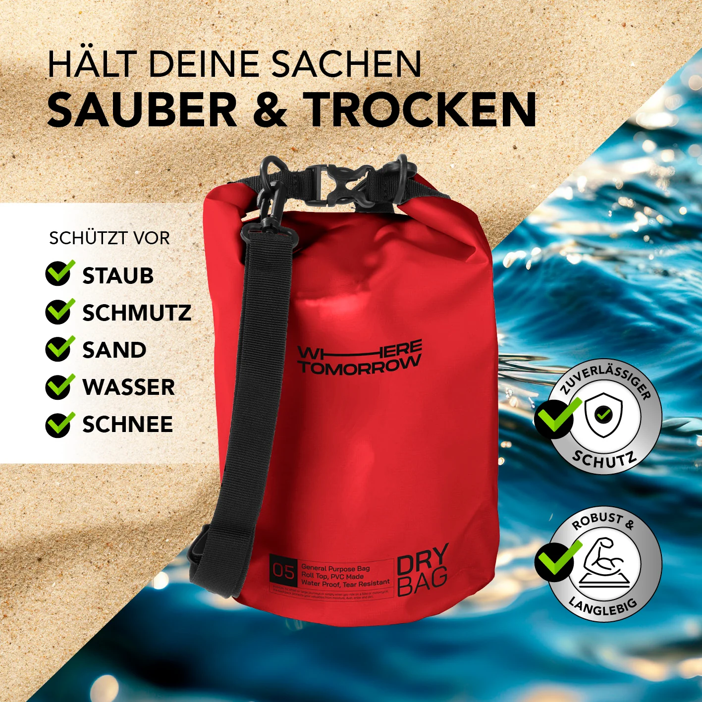 Dry Bag 5L - Style 01 - Rot - Image 4