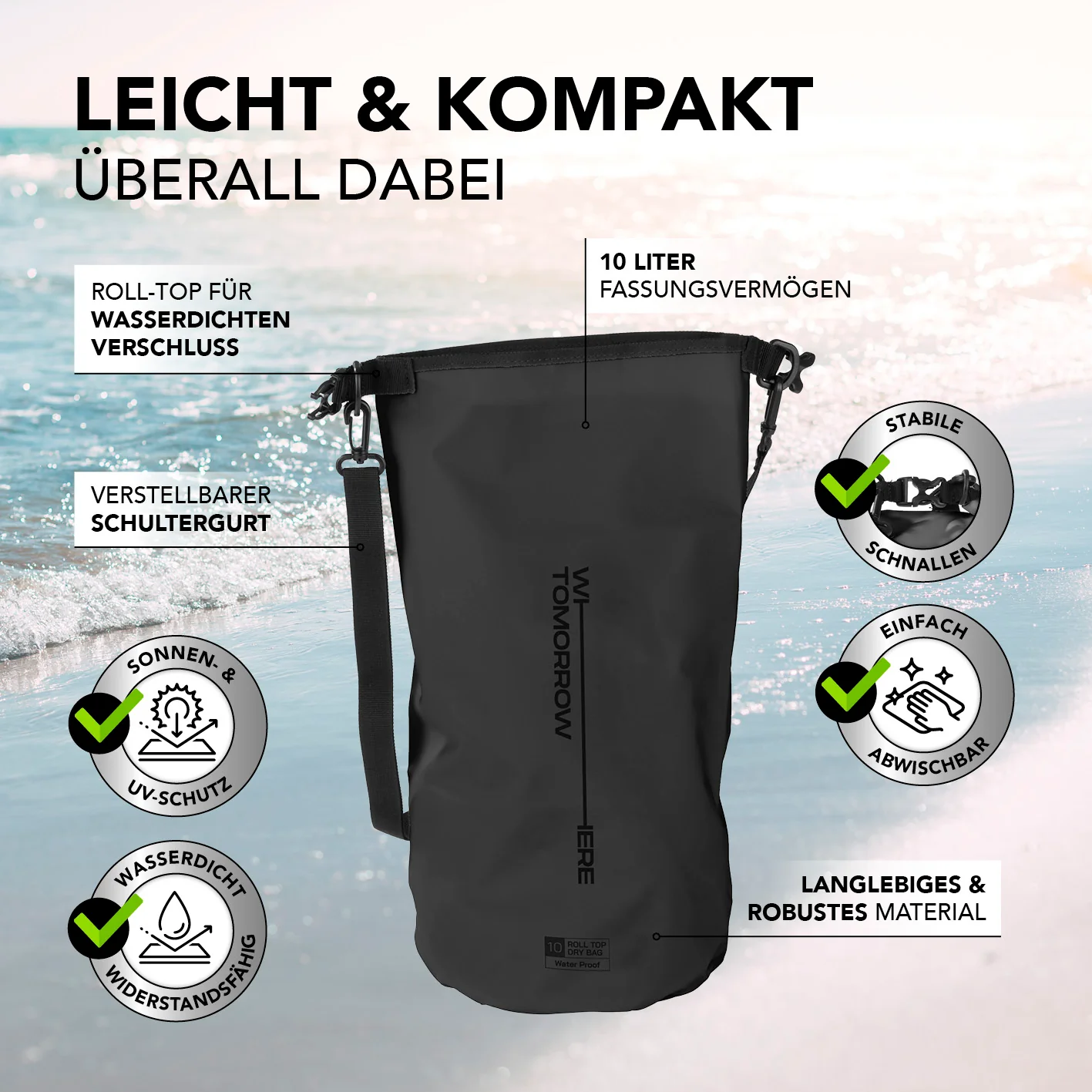 Dry Bag 10L - Style 02 - Schwarz - Image 3