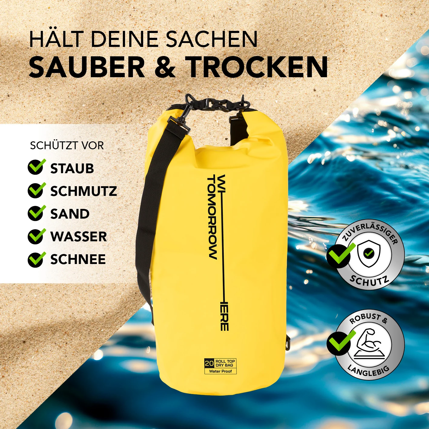Dry Bag 20L - Style 02 - Gelb - Image 4