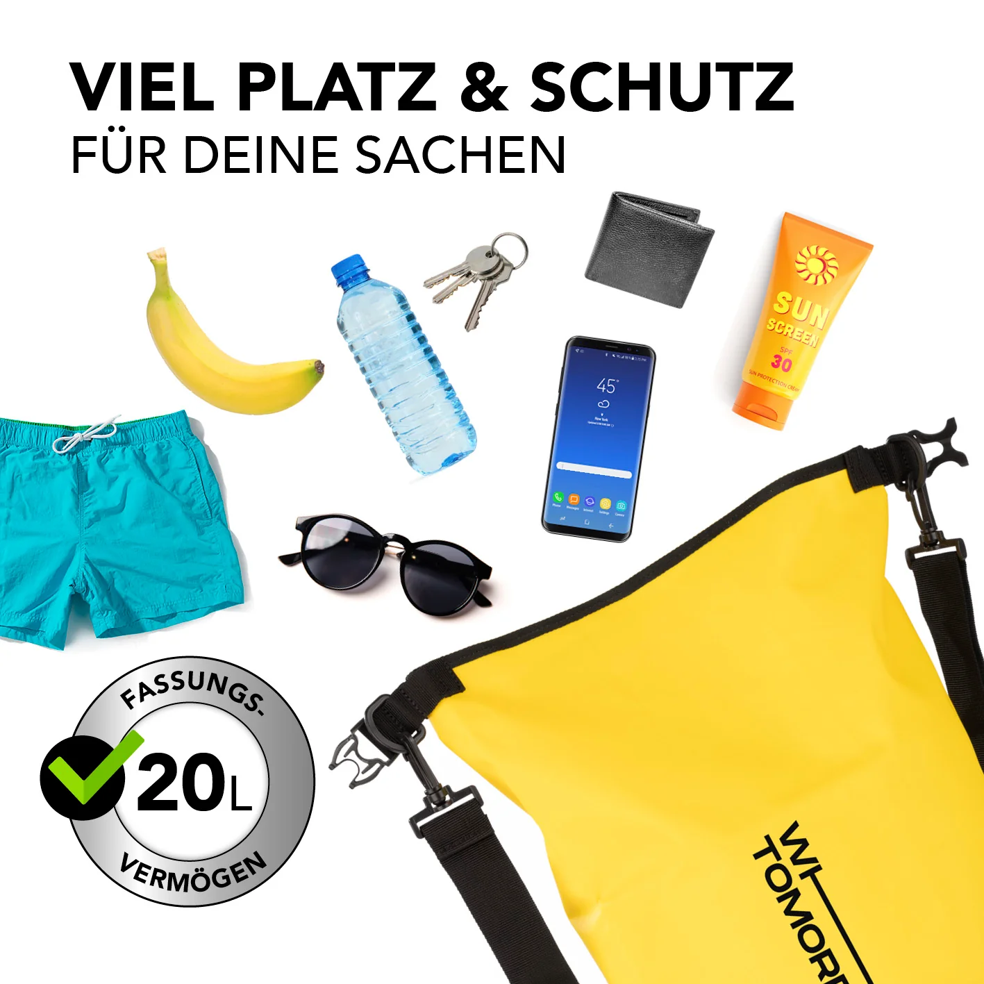 Dry Bag 20L - Style 02 - Gelb - Image 5