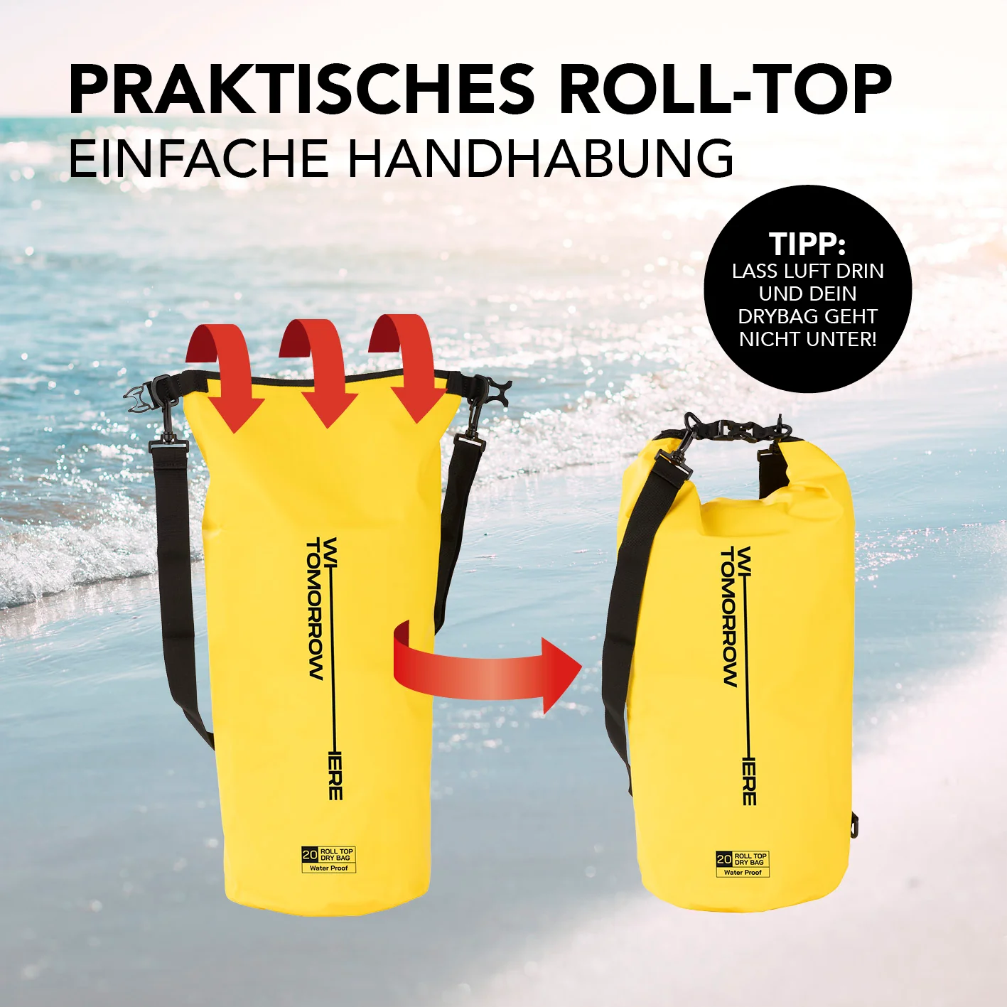 Dry Bag 20L - Style 02 - Gelb - Image 6
