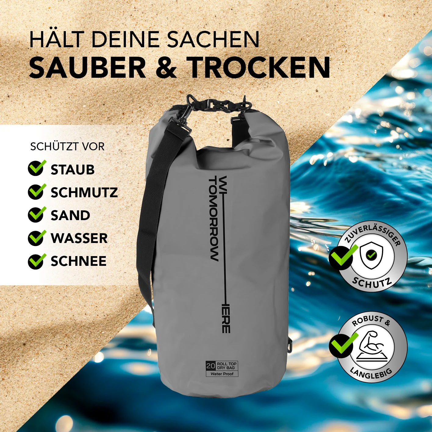 Dry Bag 20L - Style 02 - Grau - Image 4