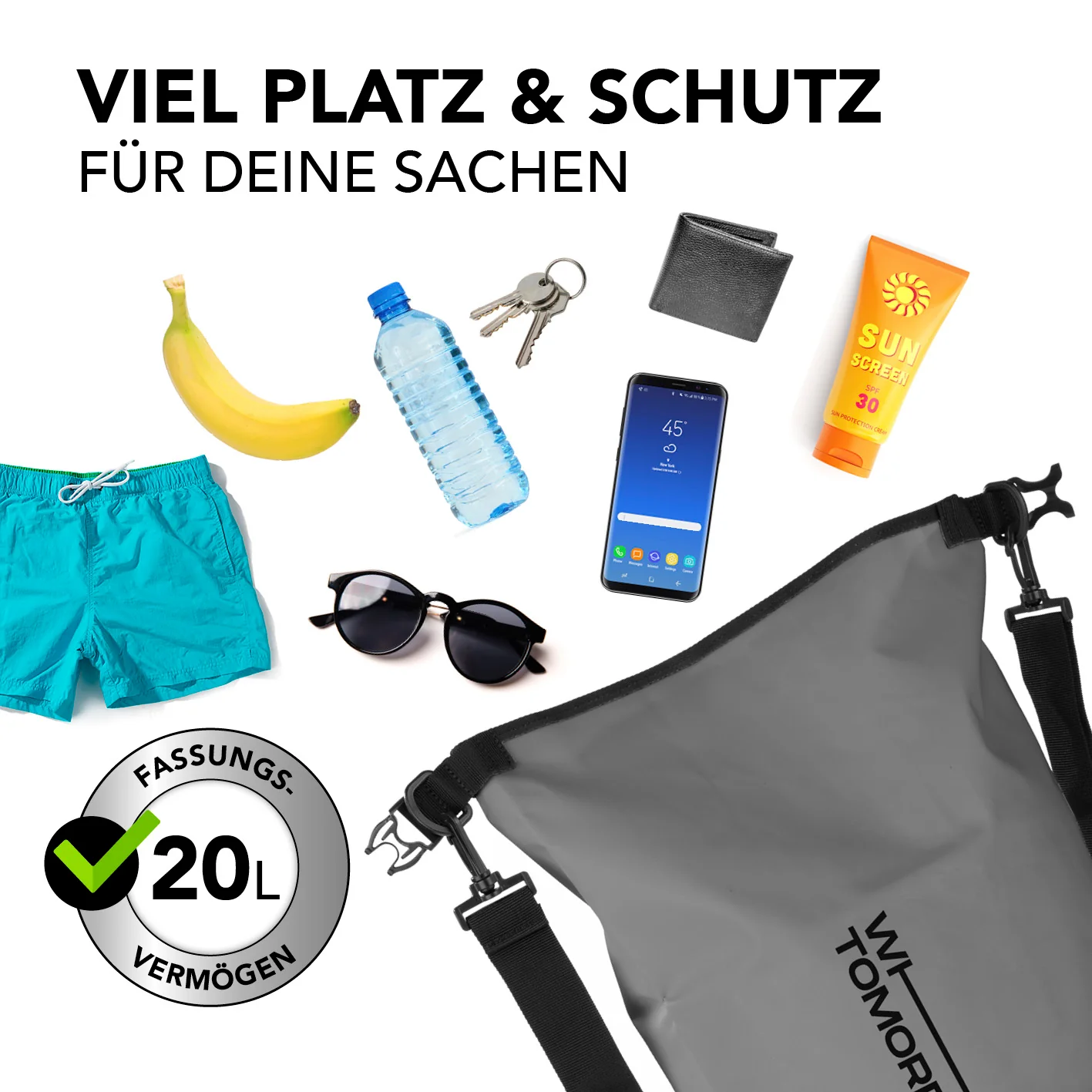Dry Bag 20L - Style 02 - Grau - Image 5