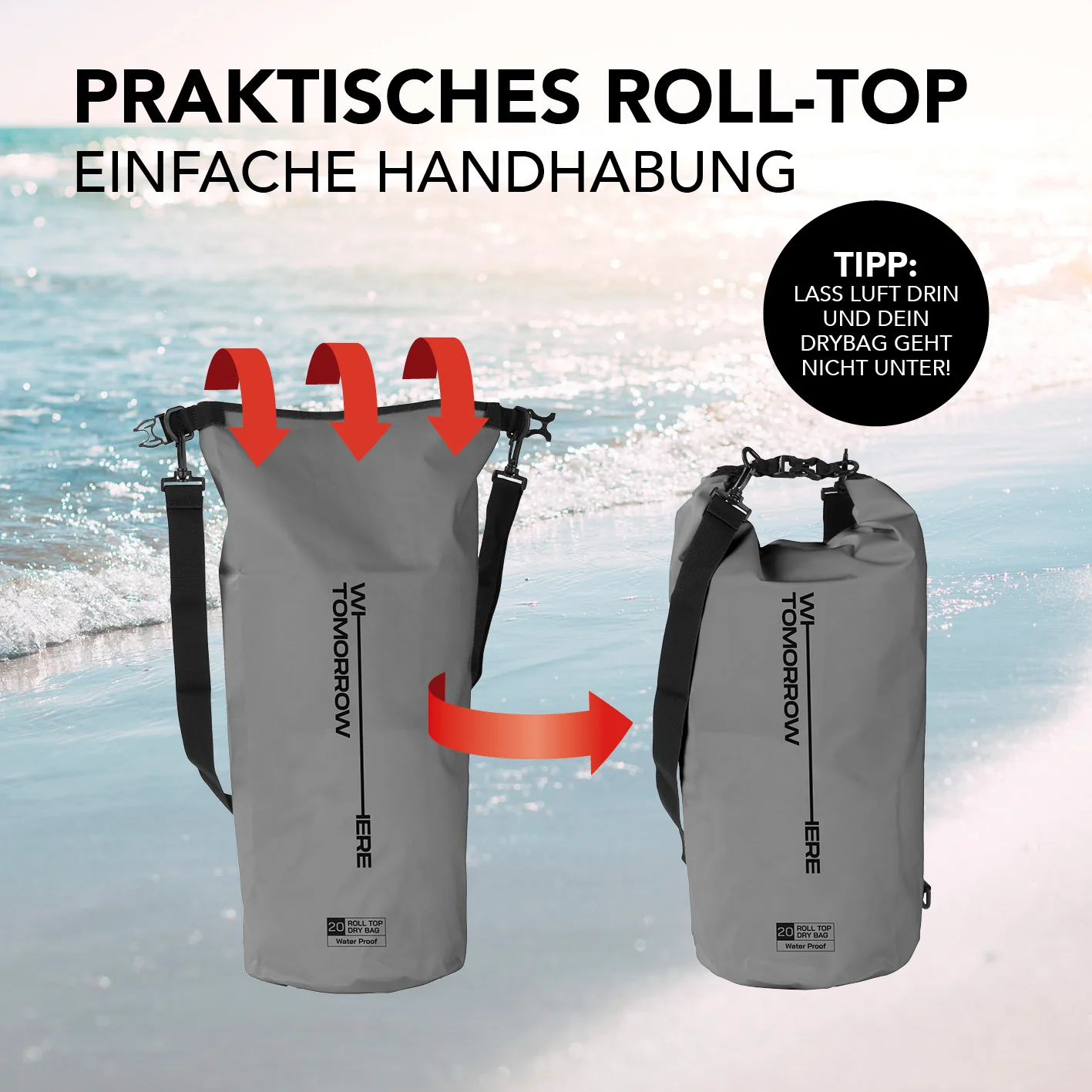 Dry Bag 20L - Style 02 - Grau - Image 6