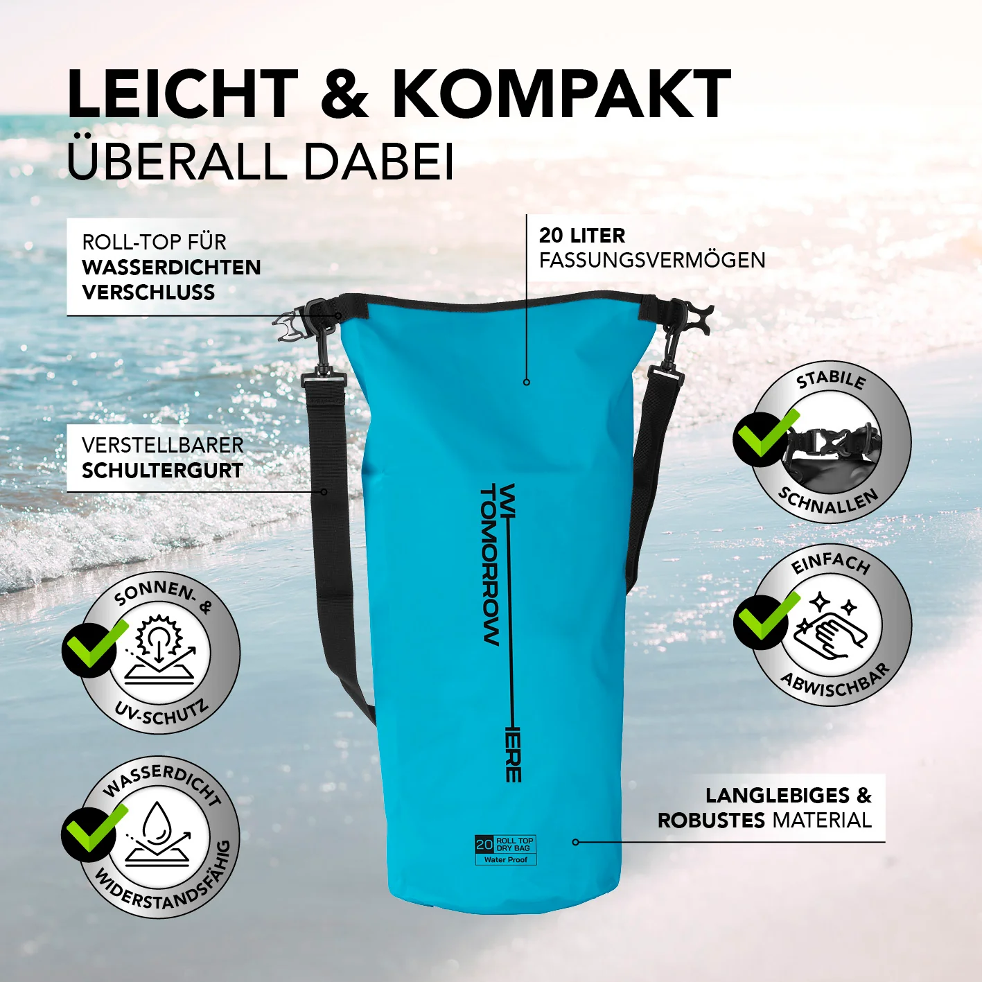 Dry Bag 20L - Style 02 - Himmelblau - Image 3