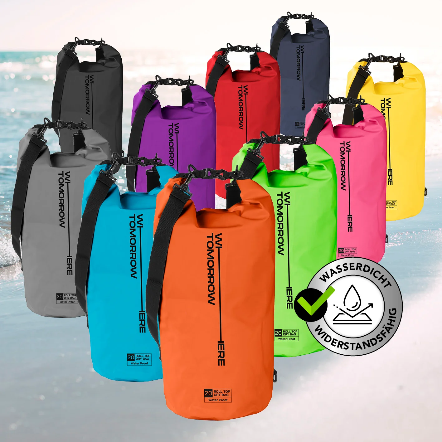 Dry Bag 20L - Style 02 - Orange - Image 10