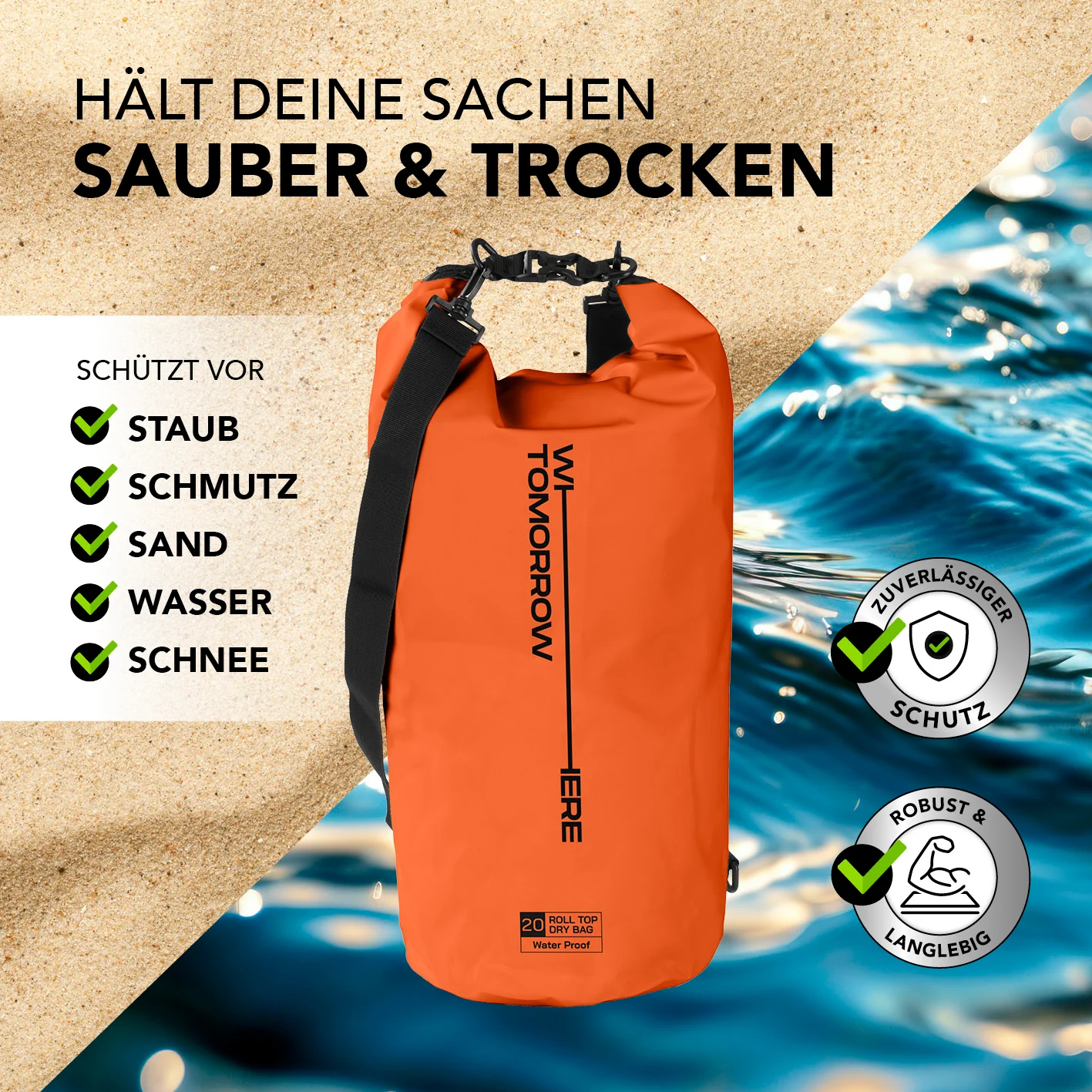 Dry Bag 20L - Style 02 - Orange - Image 4