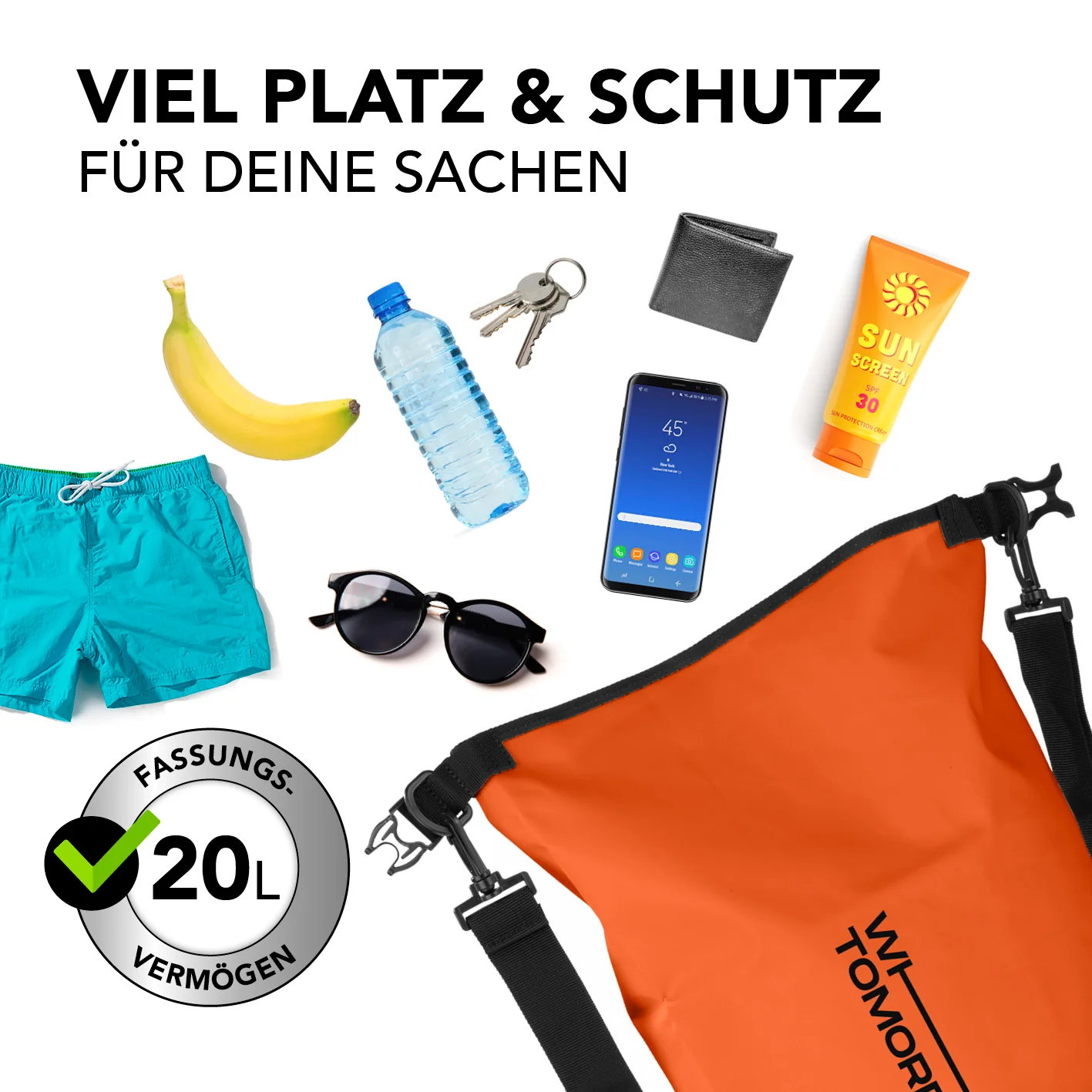 Dry Bag 20L - Style 02 - Orange - Image 5