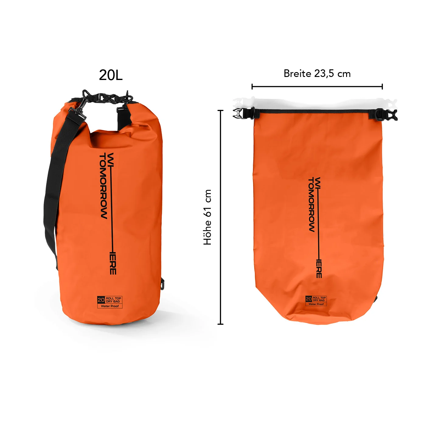 Dry Bag 20L - Style 02 - Orange - Image 9