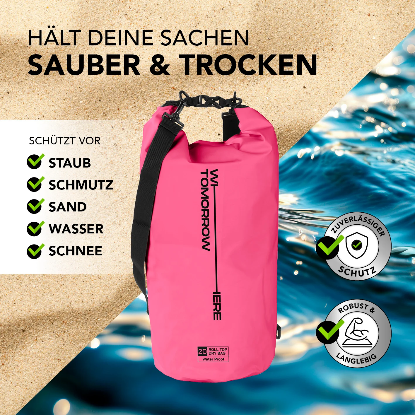 Dry Bag 20L - Style 02 - Pink - Image 4