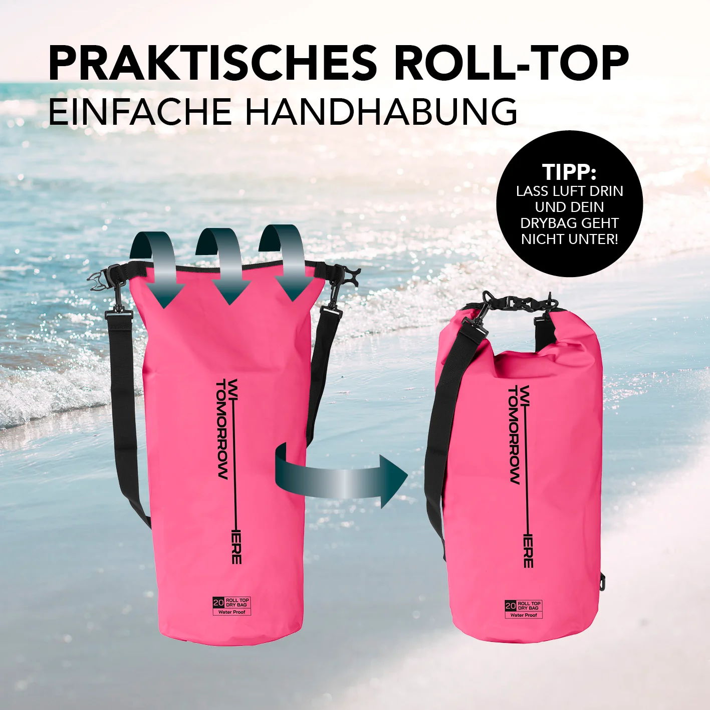 Dry Bag 20L - Style 02 - Pink - Image 6