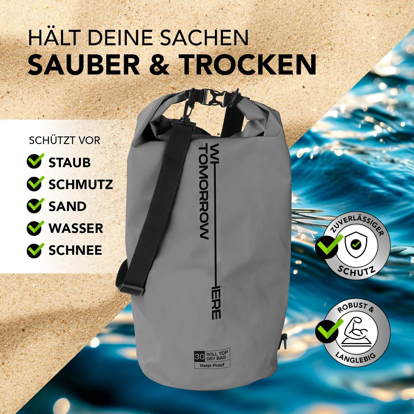 Dry Bag 30L - Style 02 - Grau - Image 3