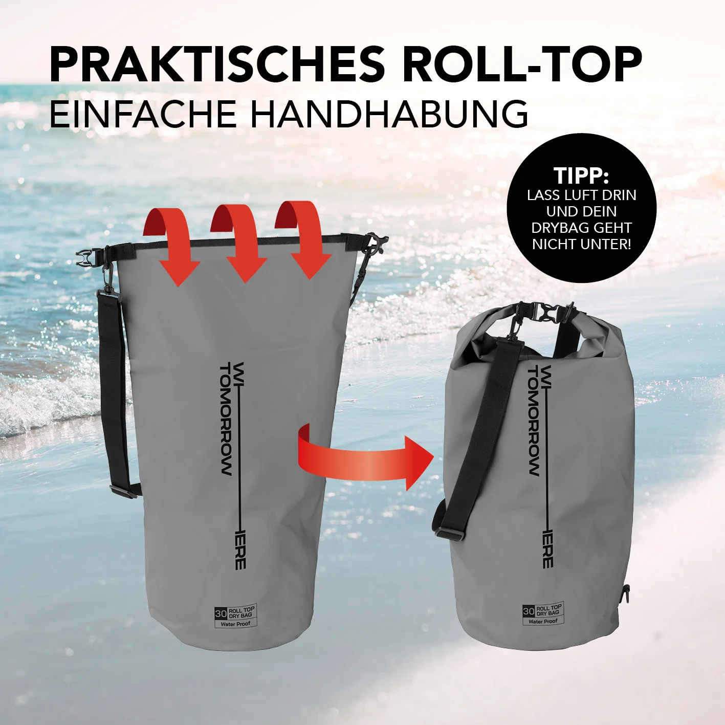 Dry Bag 30L - Style 02 - Grau - Image 5