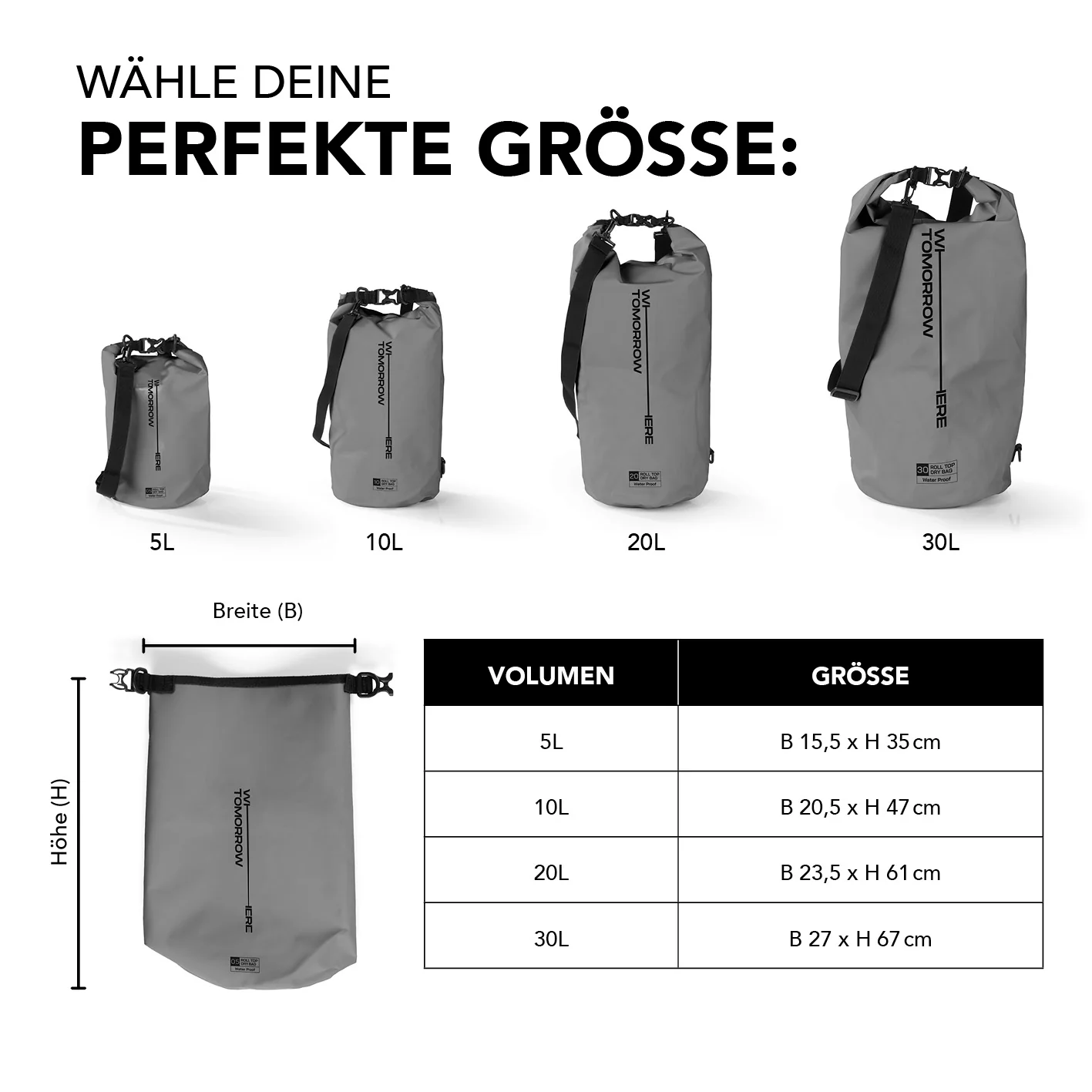 Dry Bag 30L - Style 02 - Grau - Image 8