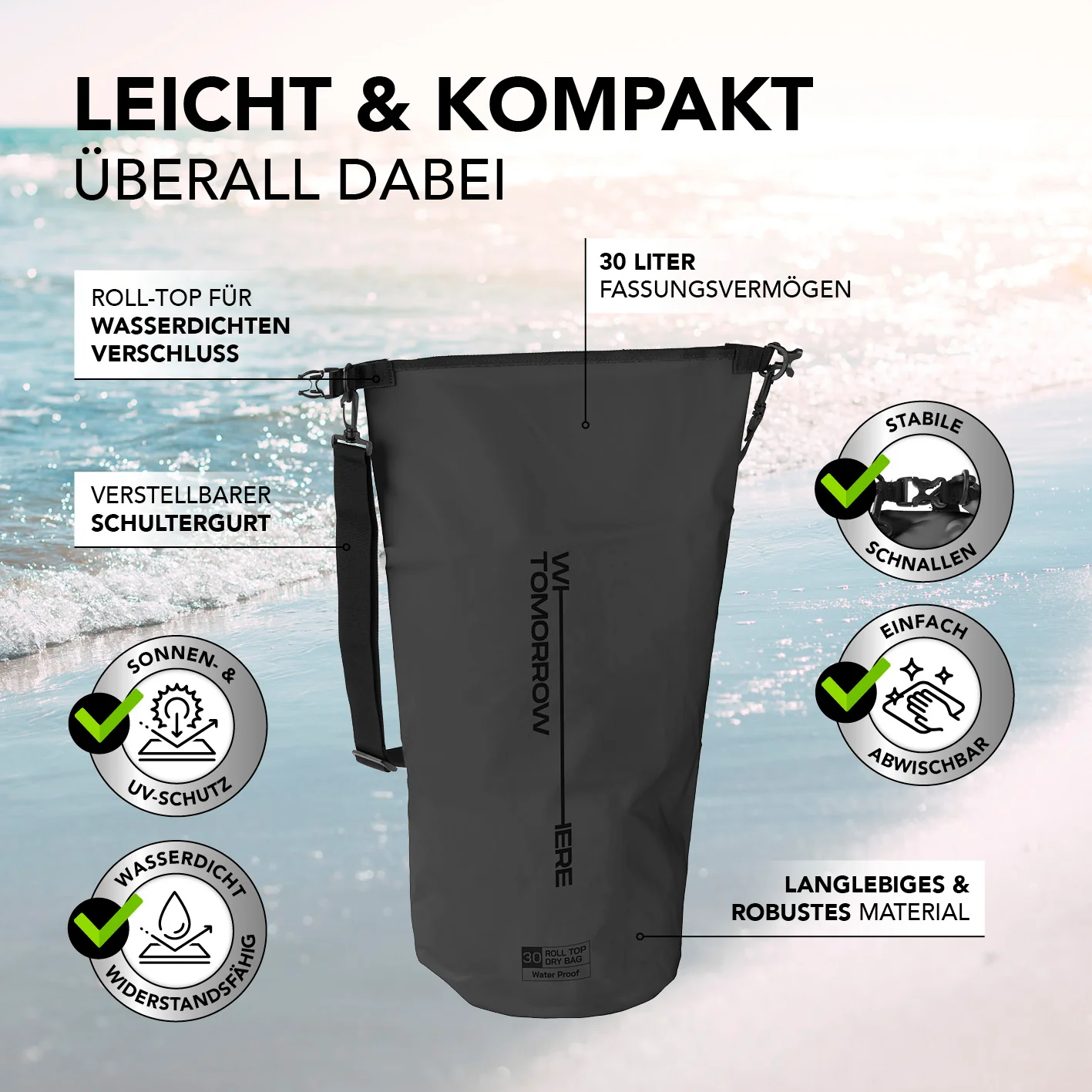 Dry Bag 30L - Style 02 - Schwarz - Image 3