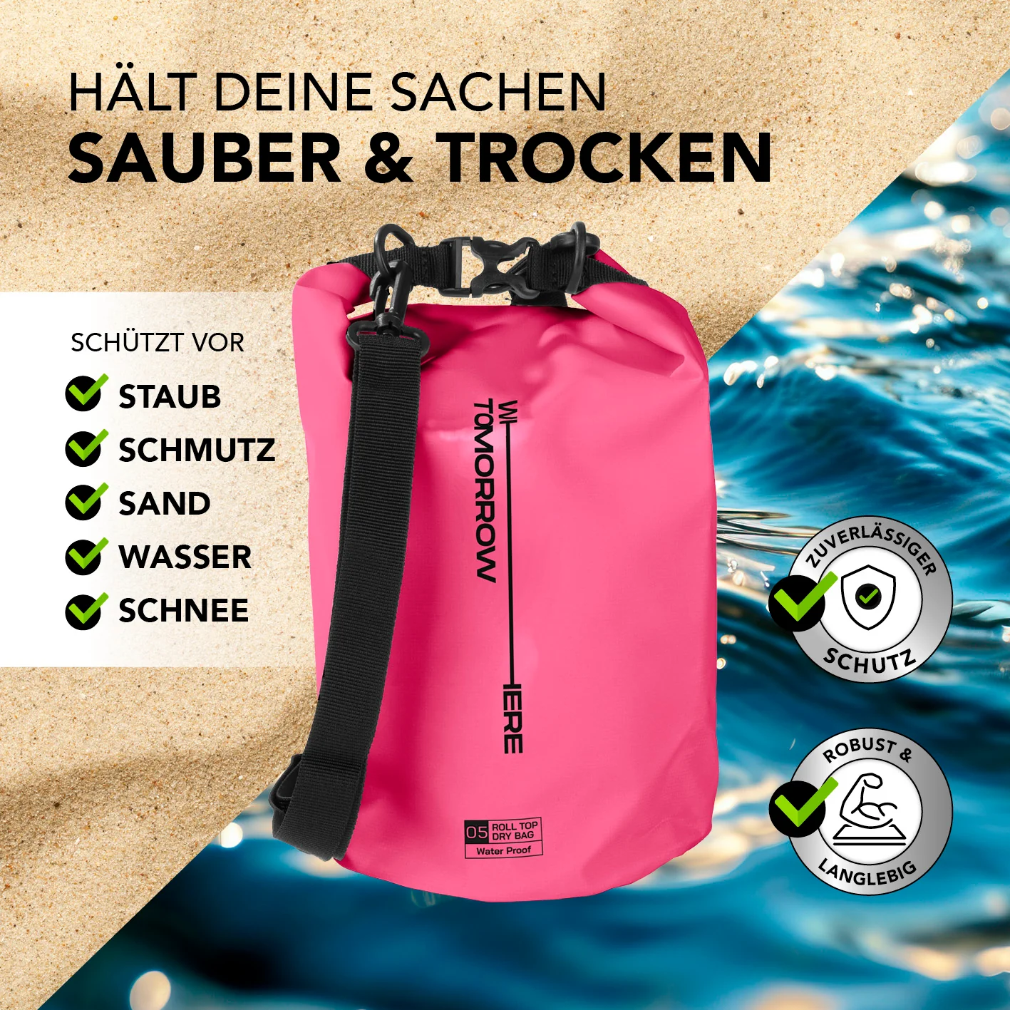 Dry Bag 5L - Style 02 - Pink - Image 4