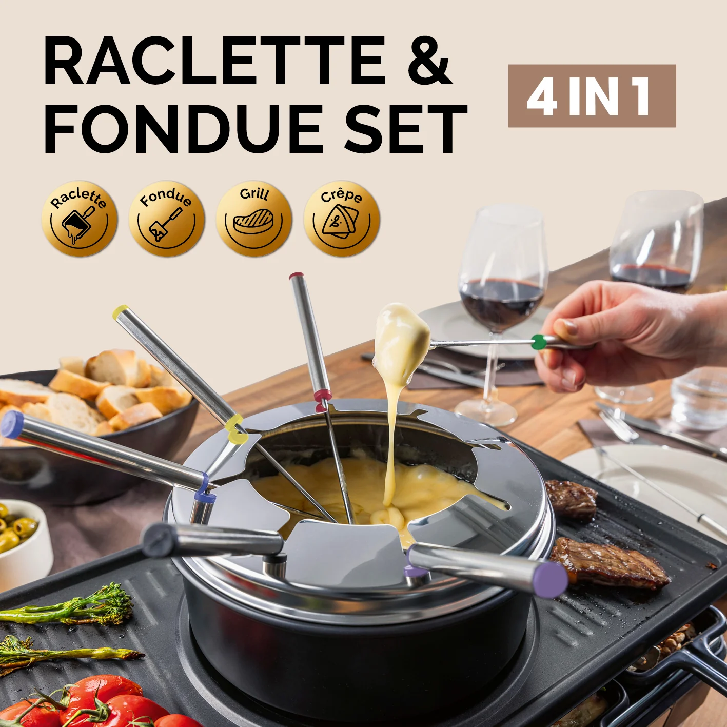 Raclette- und Fondue-Set - 8 Personen - Image 2