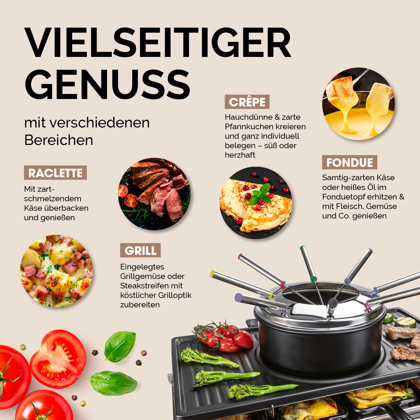 Raclette- und Fondue-Set - 8 Personen - Image 4