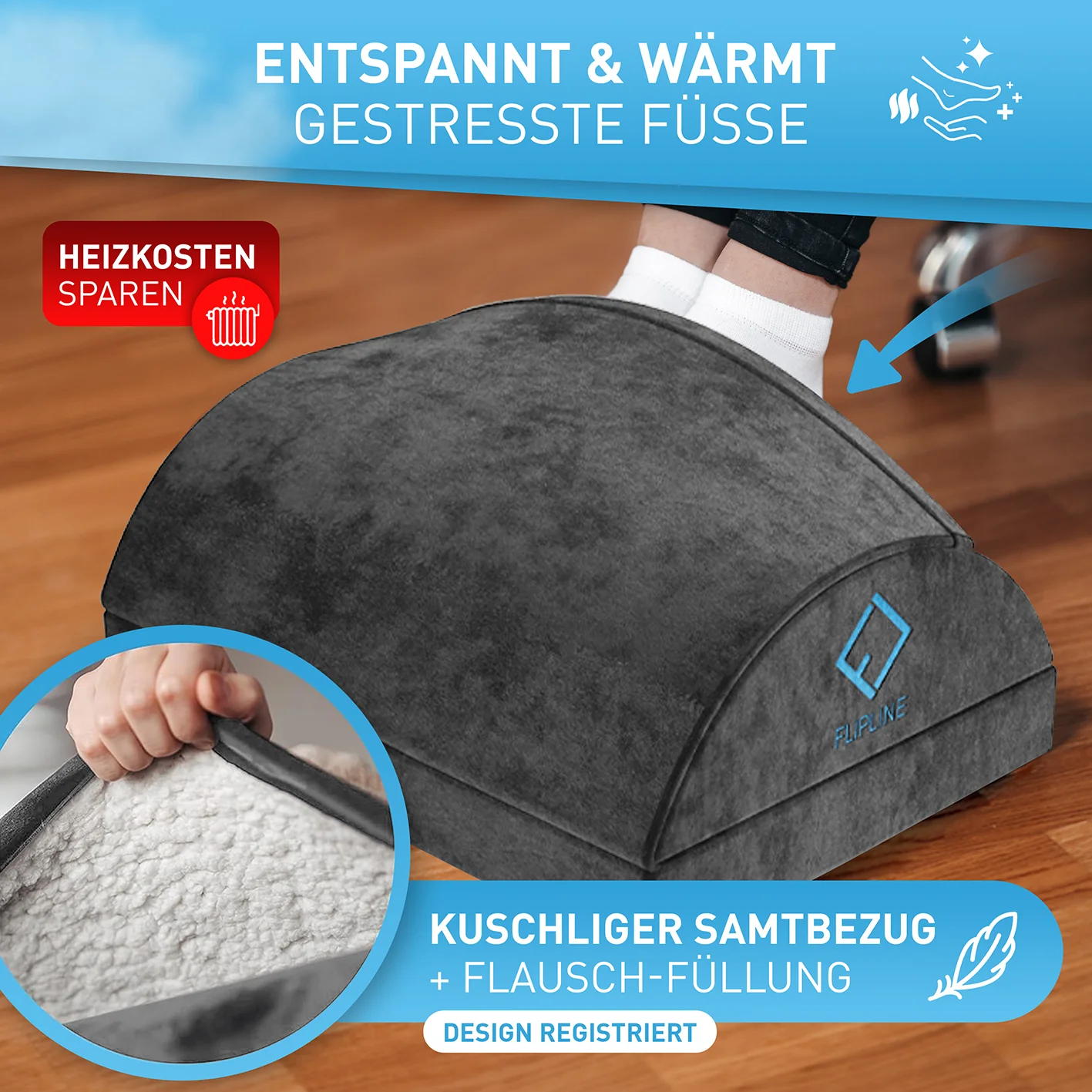 Schreibtisch-Fußstütze mit Fußtasche - Dunkelgrau - Image 2