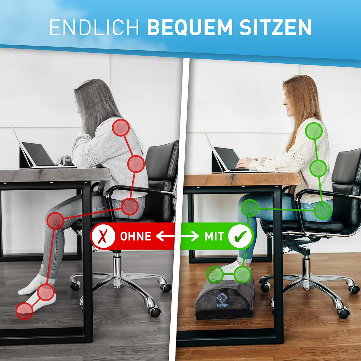 Schreibtisch-Fußstütze mit Fußtasche - Dunkelgrau - Image 3