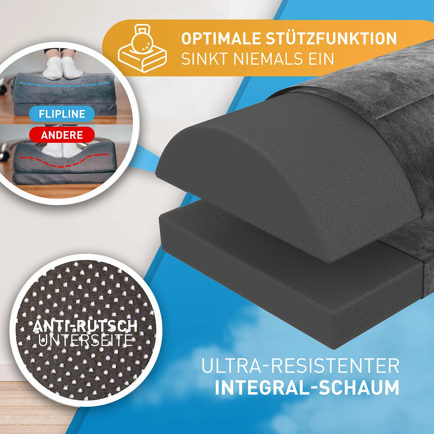 Schreibtisch-Fußstütze mit Fußtasche - Dunkelgrau - Image 4