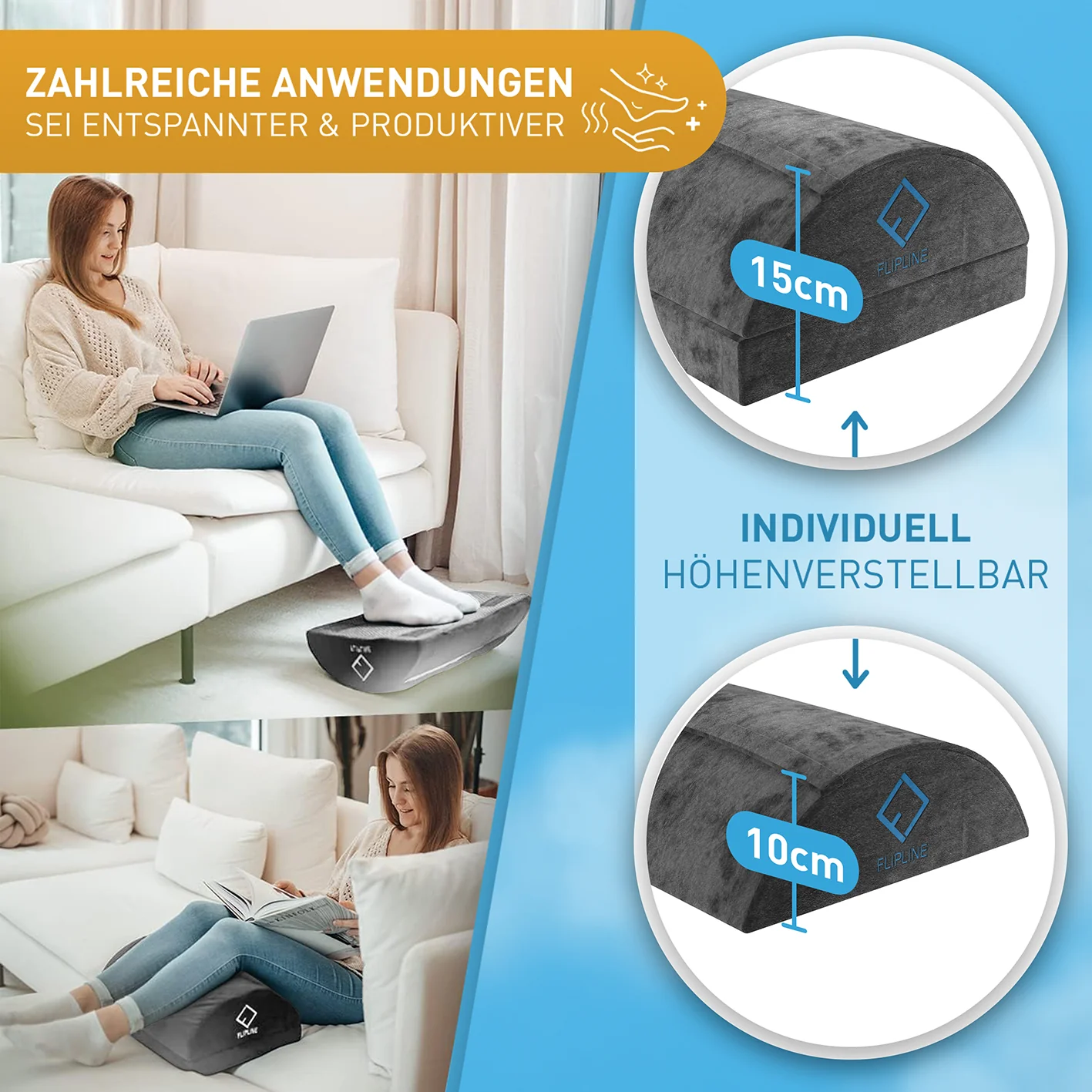 Schreibtisch-Fußstütze mit Fußtasche - Dunkelgrau - Image 5