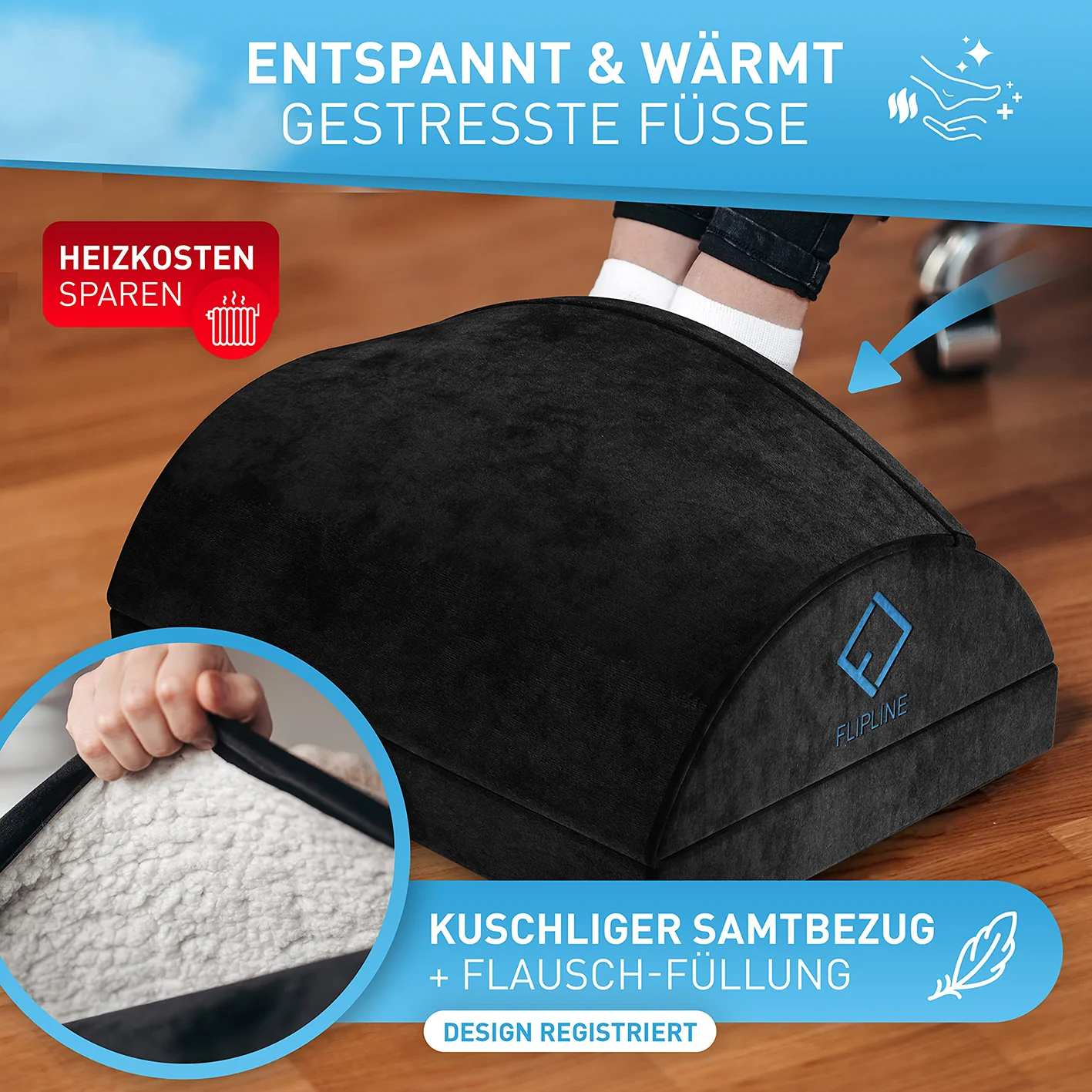 Schreibtisch-Fußstütze mit Fußtasche - Schwarz - Image 3