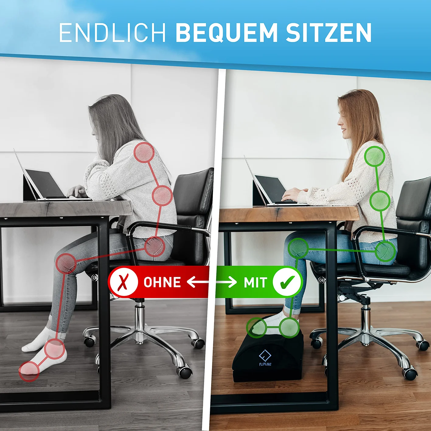 Schreibtisch-Fußstütze mit Fußtasche - Schwarz - Image 4