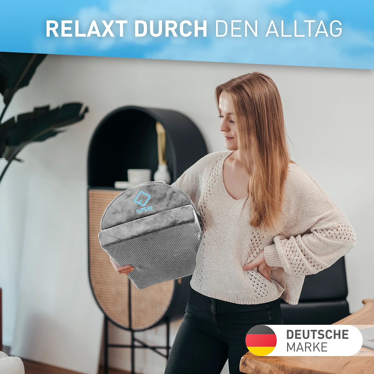 Schreibtisch-Fußstütze mit Fußtasche - Silber-Grau - Image 6