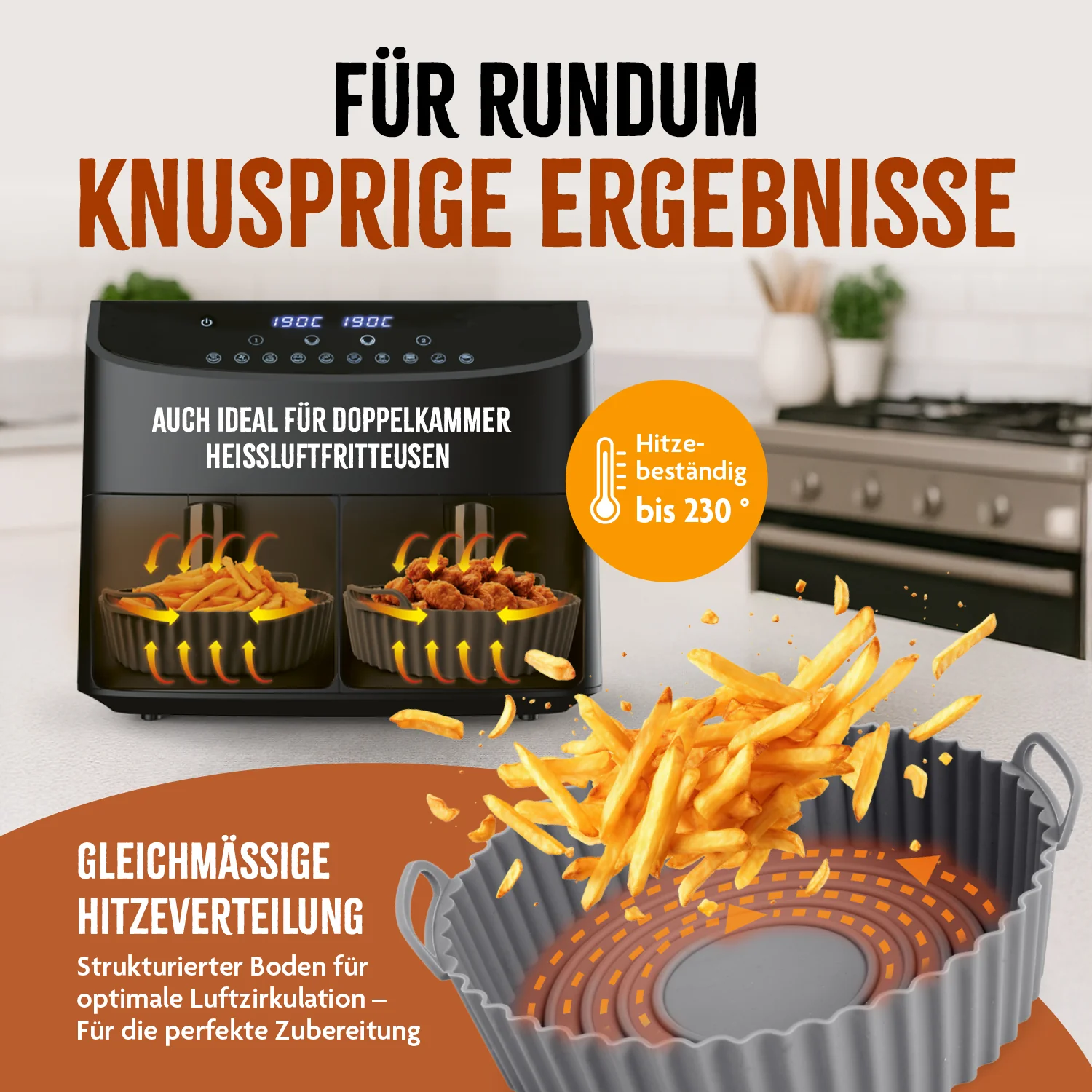 Silikonformfür Heißluft-Fritteusen - Rund - 20x20x6,3cm - Image 2