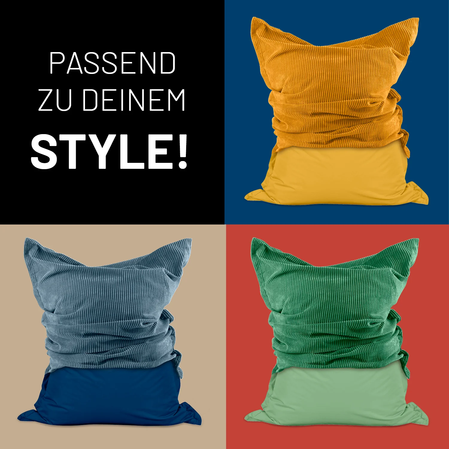 Sitzsack Classic XXL All-in-One Set - 380 L - 140 x 180 cm - Beige - Image 9