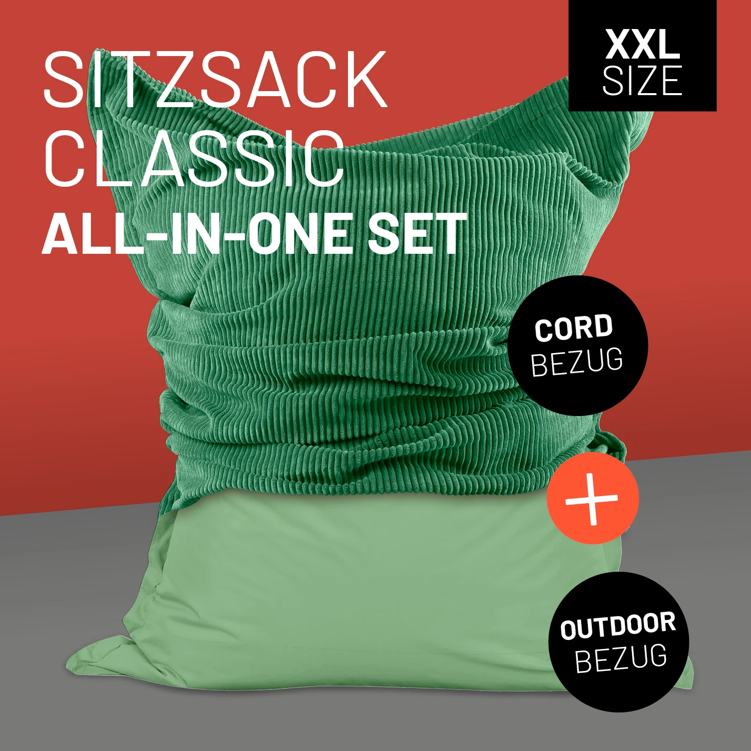 Sitzsack Classic XXL All-in-One Set - 380 L - 140 x 180 cm - Pastellgrün - Image 2