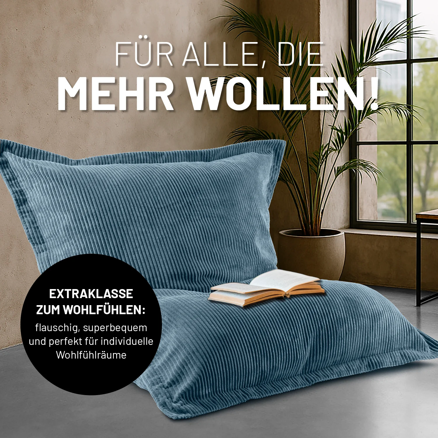 Sitzsack Classic XXL aus der LUMALAND Cord-Reihe - 380 L - 140 x 180 cm - Blau - Image 6