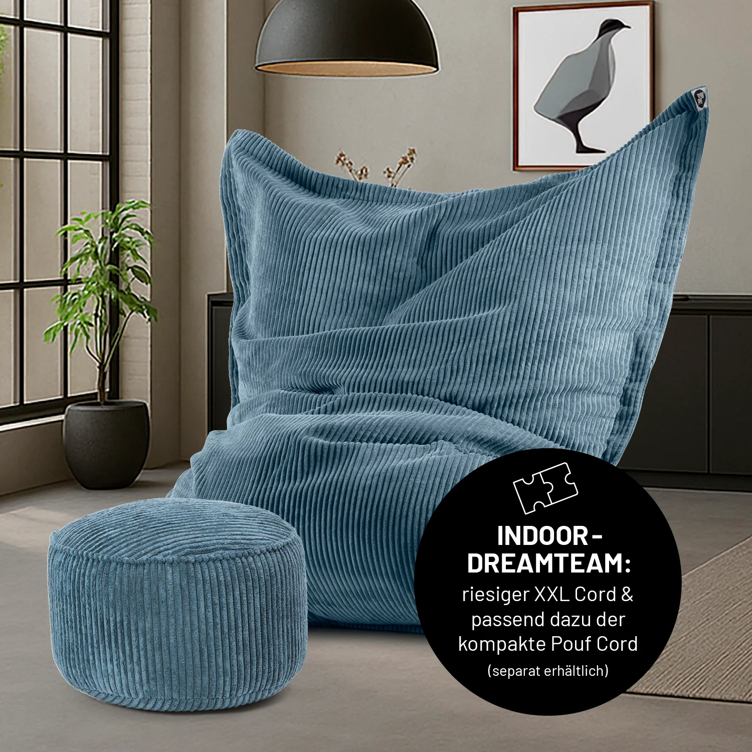 Sitzsack Classic XXL aus der LUMALAND Cord-Reihe - 380 L - 140 x 180 cm - Blau - Image 7