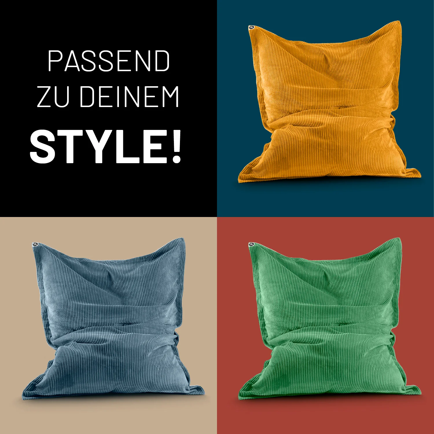 Sitzsack Classic XXL aus der LUMALAND Cord-Reihe - 380 L - 140 x 180 cm - Grau - Image 8