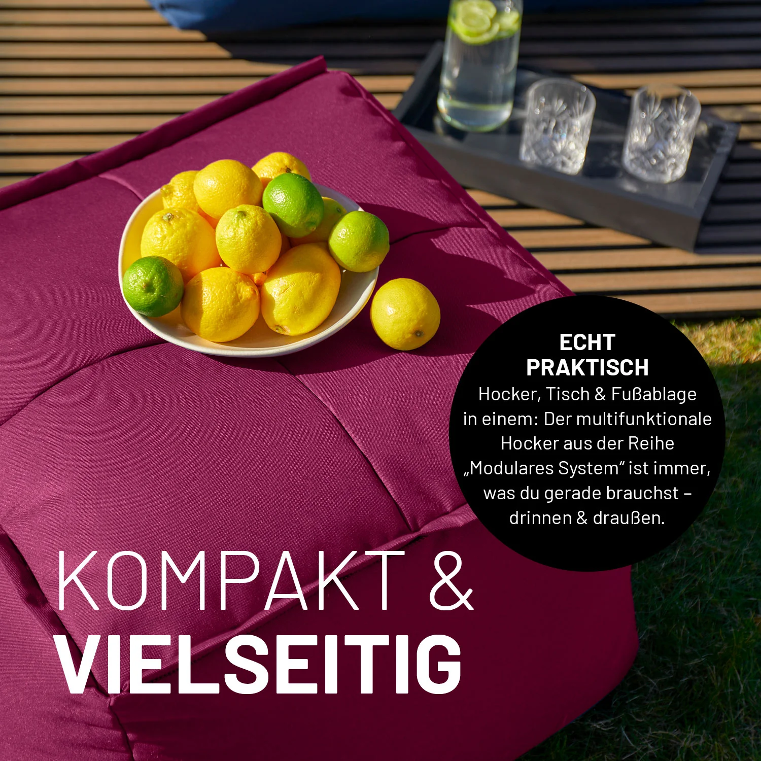 Sitzsack-Hocker (200 L) - Modulares System - indoor & outdoor - Rotwein - Image 7